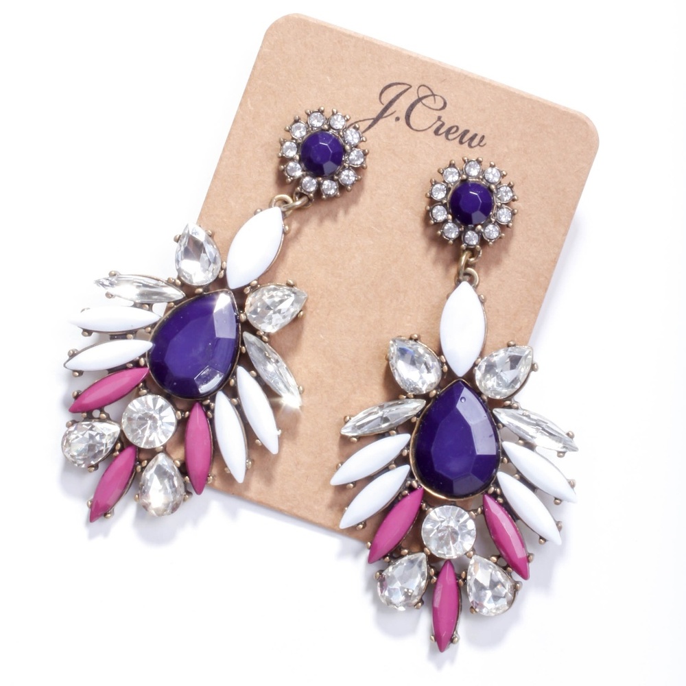 Jcrew purple stone statement earrings